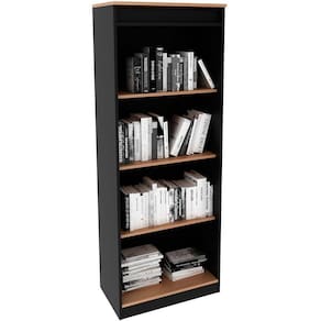 Estante Armário Alta Livreiro Multiuso Office 4 Prateleiras Amêndoa/preto