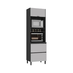 Paneleiro Itatiaia Lumina 70cm Em Madeira Grafite/fendi Com Espaço Para Forno