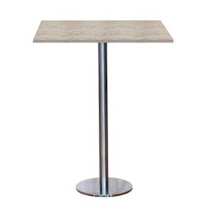 Mesa Pisa Beta Bistrô Fratini 107,50cm (a) Disco Redondo Inox Tampo Mdp Quadrado Castanheira 80cm(l)