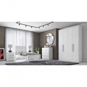 Guarda Roupa Solteiro 4 Portas 3 Gavetas - Moderni -branco - Móveis Horizonte