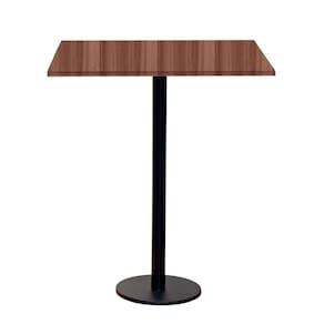 Mesa Pisa Beta Bistrô Fratini 107,50cm (a) Disco Redondo Preto Tampo Mdp Quadrado Walnut 80cm (l)