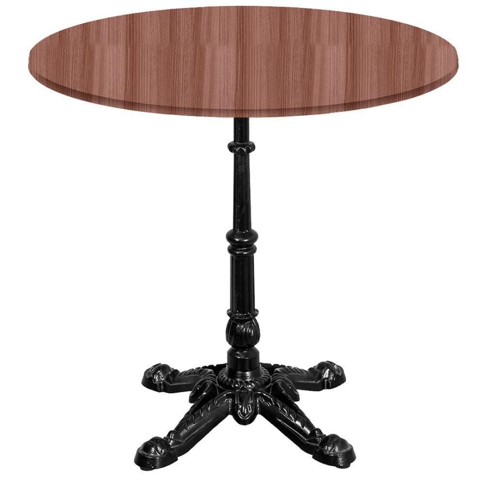 Base De Mesa Apus Em Ferro Preto 75 Cm (alt) Tampo Mdp Redondo Walnut 80 Cm (larg) X 2,50 Cm (alt)