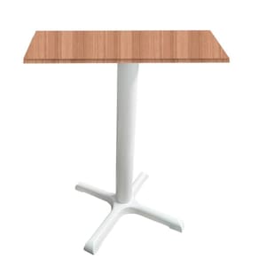 Mesa ô Ferro Branco 74cm (alt) Base Em X Tampo Mdp Quadrado Noce Nat 80cm (larg) X 2,50cm (alt)