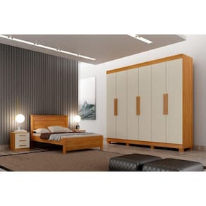 Guarda Roupa Casal 6 Portas 4 Gavetas - Canadá-cinamomo-off White - Leifer Móveis