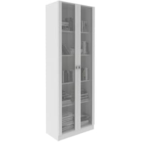 Estante Armário Alta Livreiro Multiuso Office 2 Portas Vidro Branco