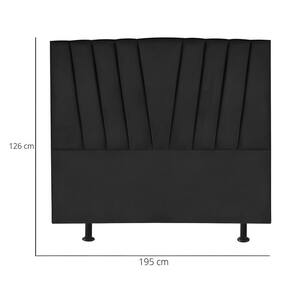 Cabeceira Estofada Cama Box King 195 Cm Louise Veludo Cor:preto