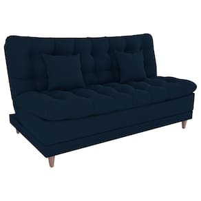 Sofa Cama 2 Lugares 185 Cm Duda Veludo Light B254 Milani Store Azul
