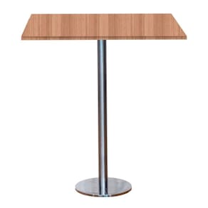 Mesa Pisa Beta Bistrô Fratini 107,50cm (a) Disco Redondo Inox Tampo Mdp Quadrado Noce Nat 70cm (l)