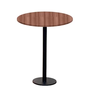 Mesa Pisa Beta Bistrô Fratini 107,50cm (a) Disco Redondo Preto Tampo Mdp Redondo Walnut 80cm (l)