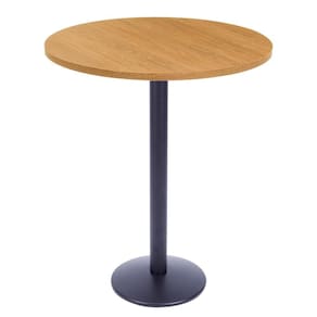 Mesa Bistrô Zeta Ferro Preto 111,50 Cm Alt Base Disco Tampo Mdp Redondo 80 Cm Larg X 2,50 Cm Samba