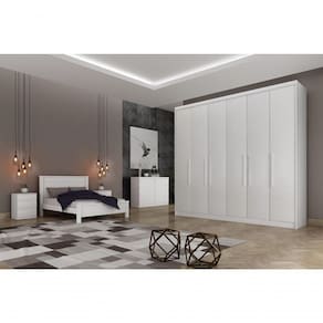 Guarda Roupa Casal 6 Portas 6 Gavetas - Granada-branco - Móveis Horizonte
