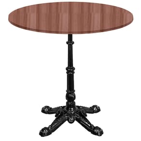Base De Mesa Apus Em Ferro Preto 75 Cm (alt) Tampo Mdp Redondo Walnut 70 Cm (larg) X 2,50 Cm (alt)