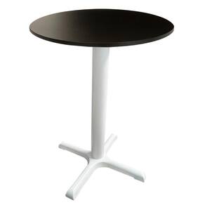Mesa ô Ferro Branco 74 Cm (alt) Base Em X Tampo Mdp Redondo Preto 60 Cm (larg) X 2,50 Cm (alt)