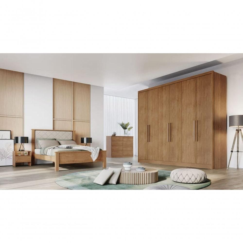 Guarda Roupa Casal 6 Portas 4 Gavetas - Messina-cumaru - Móveis Horizonte