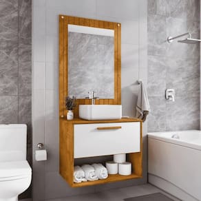 Conjunto Gabinete C/ Espelheira Para Banheiro Zenit Naturalle/branco