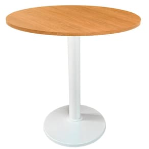 Mesa Zeta Ferro Branco 75 Cm (alt) Disco Redondo Tampo Mdp Redondo 80 Cm Larg X 2,5 Cm Alt Samba