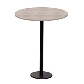 Mesa Pisa Beta Bistrô Fratini 107,50cm (a) Disco Redondo Preto Tampo Mdp Redondo Castanheira 70cm