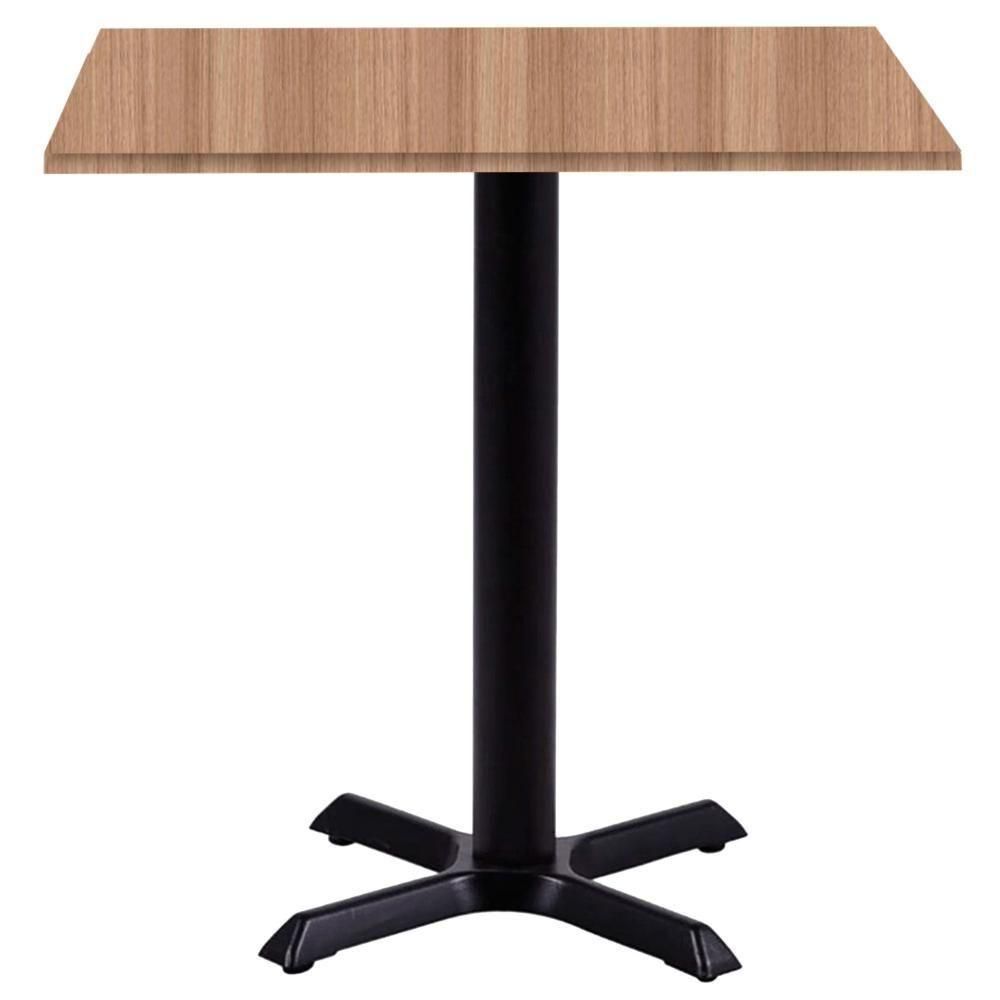 Mesa ô Ferro Preto 74 Cm (alt) Base Em X Tampo Mdp Quadrado 60 Cm (larg) X 2,50 Cm (alt) Noce Nat