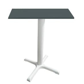Mesa ô Ferro Branco 74 Cm (alt) Base Em X Tampo Mdp Quadrado Grafito 60 Cm (larg) X 2,50cm (alt)