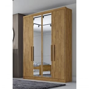 Guarda Roupa Solteiro Com Espelho 4 Portas 3 Gavetas - Sevilha-cumaru - Móveis Horizonte