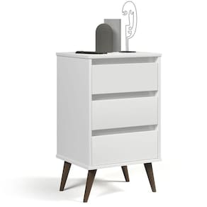 Mesa De Cabeceira 3 Gavetas Com Pés Palito Woon Branco