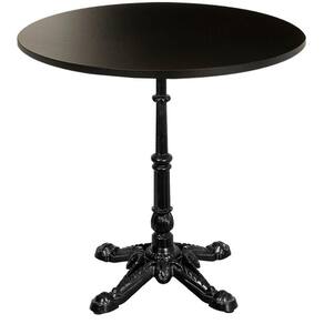 Base De Mesa Apus Em Ferro Preto 75 Cm (alt) Tampo Mdp Redondo Preto 60 Cm (larg) X 2,5 Cm (alt)
