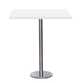 Mesa Pisa Beta Bistrô Fratini 107,50cm (a) Disco Redondo Inox Tampo Mdp Quadrado Branco 60cm (l)