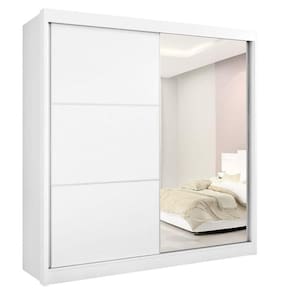 Guarda Roupa Casal Com Espelho 2 Portas 6 Gavetas - Titanium-branco - Móveis D`doro