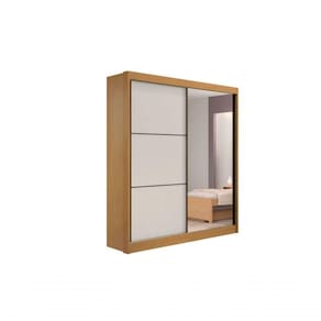 Guarda Roupa Solteiro 2 Portas 3 Gavetas - Atenas-cinamomo-off White - Móveis D`doro