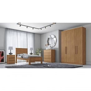 Guarda Roupa Solteiro 4 Portas 3 Gavetas - Moderni -cumaru - Móveis Horizonte