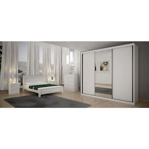 Guarda Roupa Casal Com Espelho 3 Portas 6 Gavetas - Palazzo-branco - Móveis Horizonte