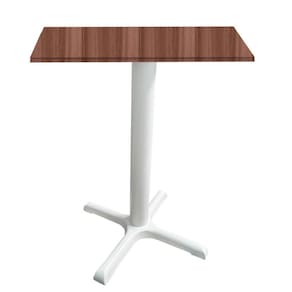 Mesa ô Ferro Branco 74 Cm (alt) Base Em X Tampo Mdp Quadrado Walnut 80 Cm (larg) X 2,50 Cm (alt)