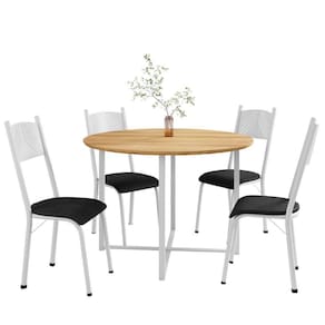 Conjunto De Mesa Sala De Jantar 4 Cadeiras Tampo Redondo 1m