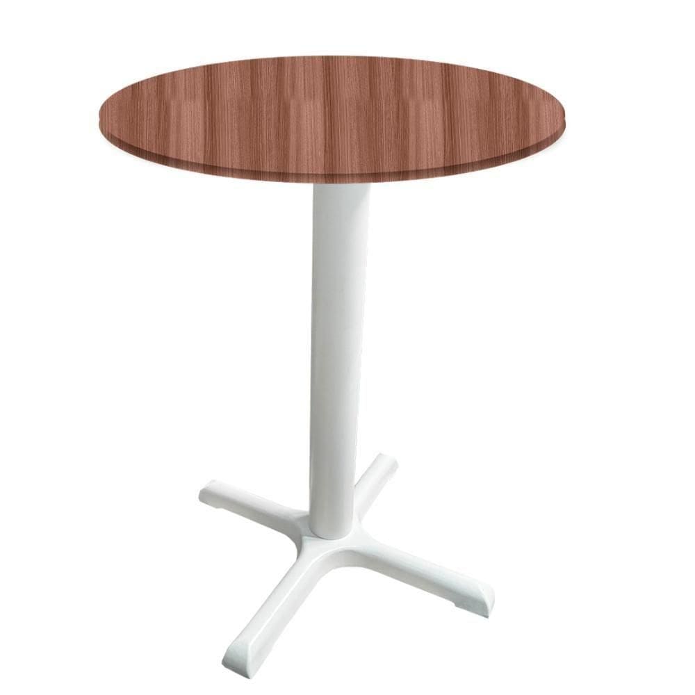 Mesa ô Ferro Branco 74 Cm (alt) Base Em X Tampo Mdp Redondo Walnut 60 Cm (larg) X 2,50 Cm (alt)