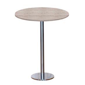 Mesa Pisa Beta Bistrô Fratini 107,50cm (a) Disco Redondo Inox Tampo Mdp Redondo Castanheira 60cm (l)