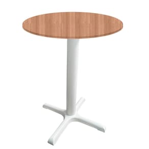 Mesa ô Ferro Branco 74 Cm (alt) Base Em X Tampo Mdp Redondo Noce Nat 60 Cm (larg) X 2,50cm (alt)