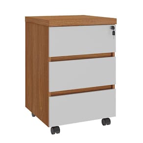 Gaveteiro Para Escritório 3 Gavetas Com Chave E Rodízios Freijó/branco