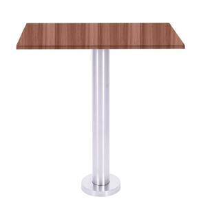 Mesa Beta Fixa Inox 71,50 Cm (alt) Disco Redondo Tampo Mdp Quadrado 80 Cm (larg) X 2,50 Cm (alt) Walnut