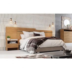 Cabeceira Para Cama Box Casal Com 2 Mesas De Cabeceira - Volga-cumaru - Móveis Horizonte