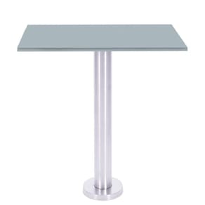 Mesa Beta Fixa Inox 71,50 Cm (alt) Disco Redondo Tampo Mdp Quadrado 80 Cm (larg) X 2,50 Cm (alt) Cinza