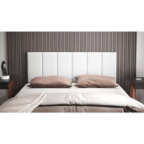 Cabeceira Casal Laura 1,40 Almofadada Corino Branco