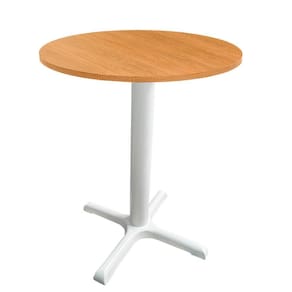 Mesa ô Ferro Branco 74 Cm (alt) Base Em X Tampo Mdp Redondo Samba 80 Cm (larg) X 2,50 Cm (alt)