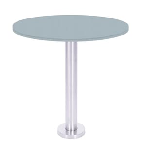 Mesa Beta Fixa Inox 71,50 Cm (alt) Disco Redondo Tampo Mdp Redondo 80 Cm (larg) X 2,50 Cm (alt) Cinza