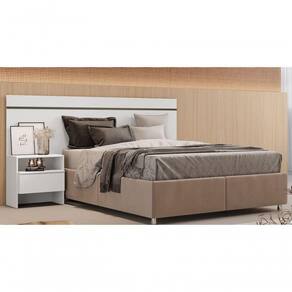Cabeceira Para Cama Box Casal Com 1 Mesa De Cabeceira - -branco - Móveis Horizonte