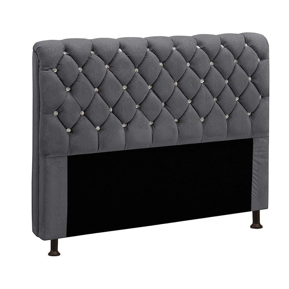 Cabeceira Para Cama Solteiro 90cm Fernanda Veludo Chumbo Chumbo