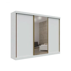 Guarda Roupa Casal Com Espelho 3 Portas 6 Gavetas - San Marino-branco - Leifer Móveis
