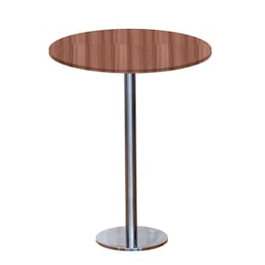 Mesa Pisa Beta Bistrô Fratini 107,50cm (a) Disco Redondo Inox Tampo Mdp Redondo Walnut 60cm (l)