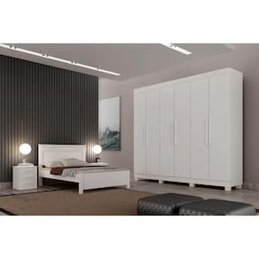 Guarda Roupa Casal 6 Portas 4 Gavetas - Canadá-branco - Leifer Móveis