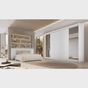 Guarda Roupa Casal Com Espelho 3 Portas 6 Gavetas - Vitoria-offwhite - Móveis Europa