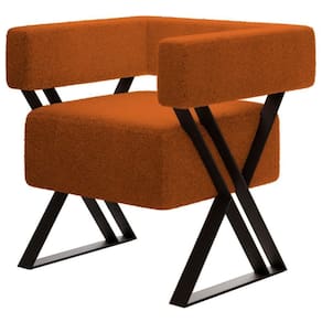Poltrona Decorativa Pés Metal Mirela Boucle Milani Store Terracota